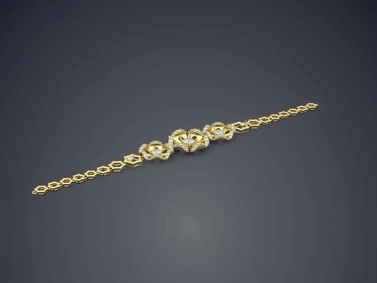 Gorgeous Impressive Classic Minimal Bracelet with Diamonds 3D print model_0