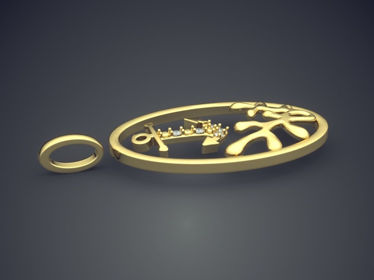 Cute Simple Minimal Sea Motif Pendant 3D print model_3