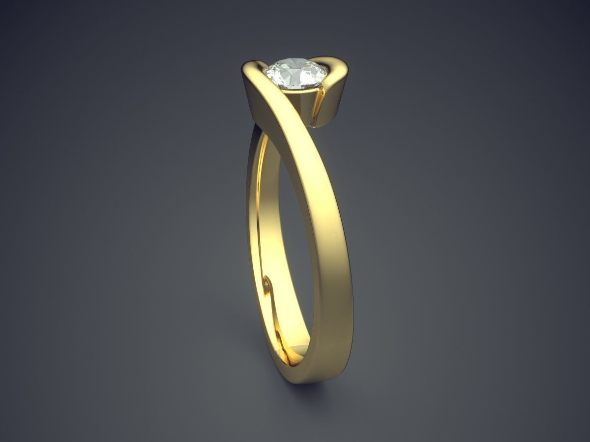 Simple Minimalistic Lovely Engagement Ring with Small Diamonds 3D print model_3