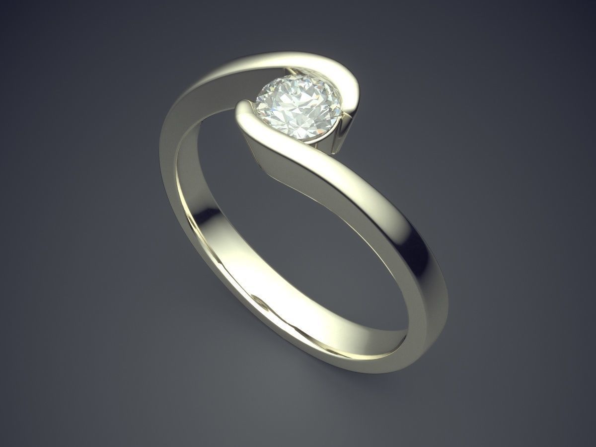 Simple Minimalistic Lovely Engagement Ring with Small Diamonds 3D print model_1