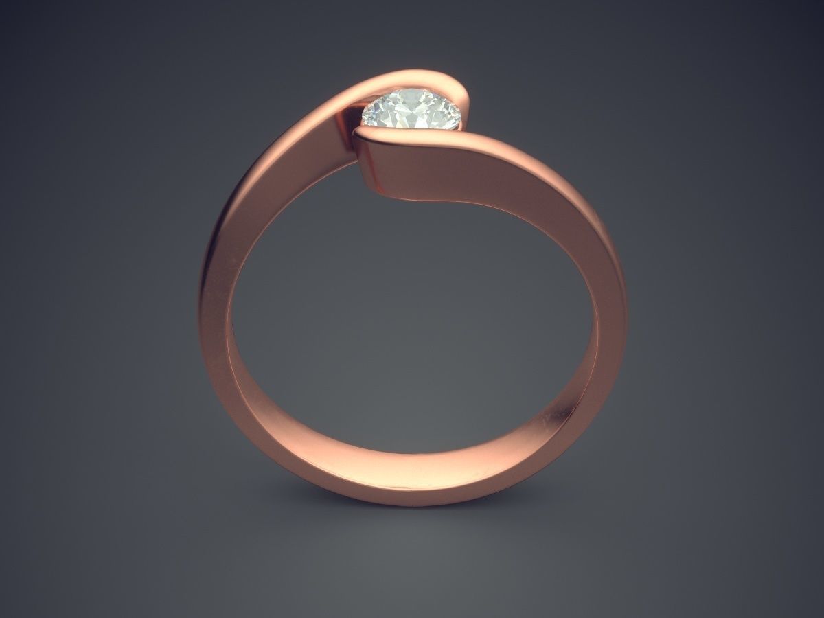 Simple Minimalistic Lovely Engagement Ring with Small Diamonds 3D print model_2