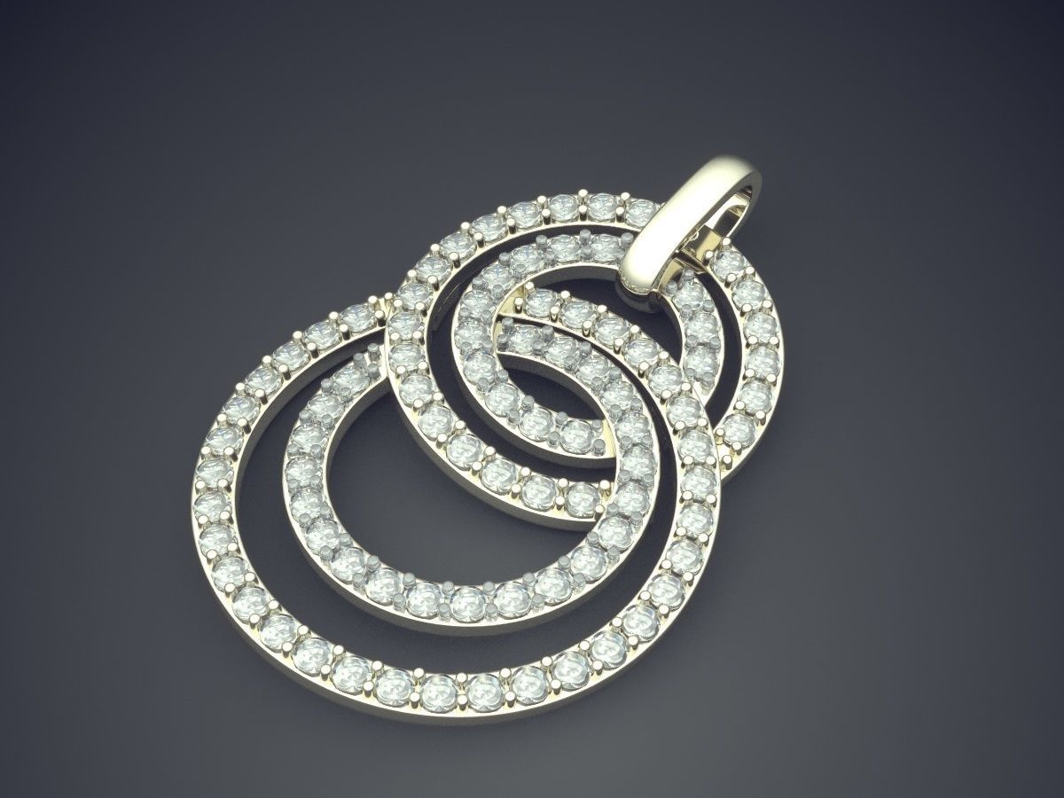 Unique Futuristic Circle Shape Pendant with Diamonds 3D print model_1