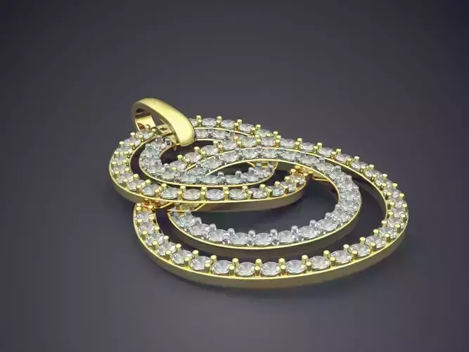 Unique Futuristic Circle Shape Pendant with Diamonds