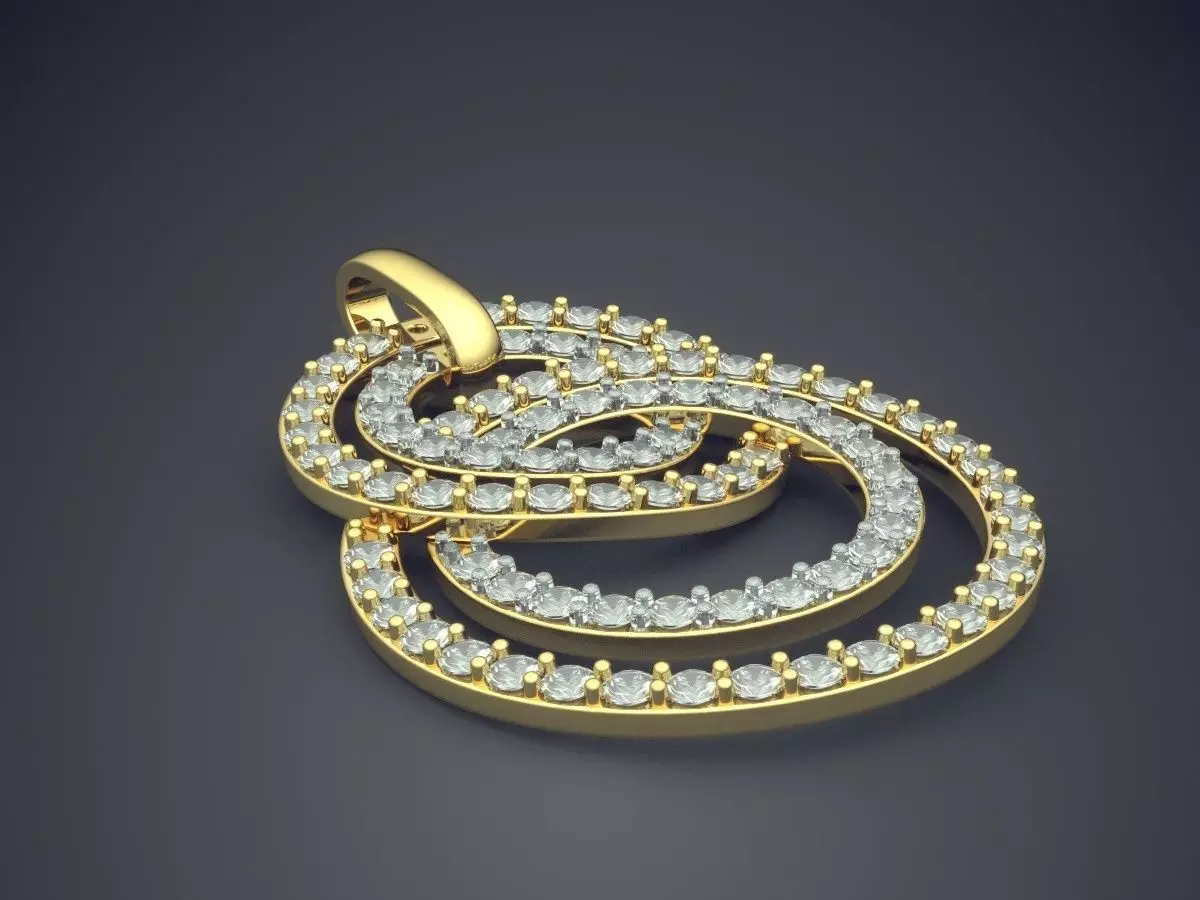 Unique Futuristic Circle Shape Pendant with Diamonds 3D print model_0