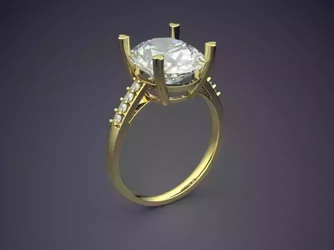 Lovely Petite Golden Engagement Ring with Small Diamonds