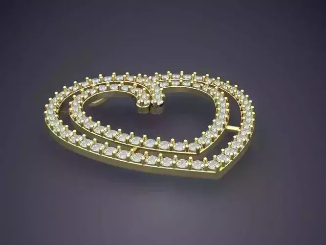 Cute Simple Minimal Heart-Shaped Pendant With Diamonds