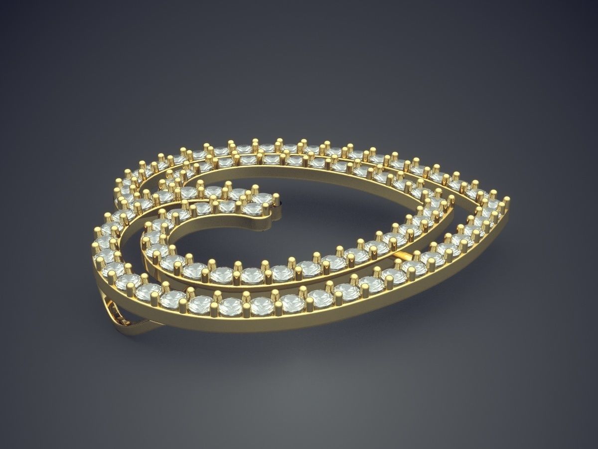 Cute Simple Minimal Heart-Shaped Pendant With Diamonds 3D print model_3