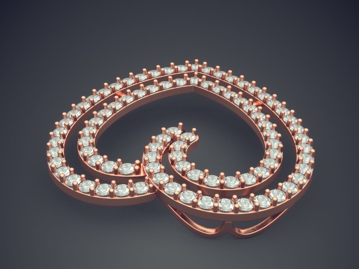 Cute Simple Minimal Heart-Shaped Pendant With Diamonds 3D print model_2