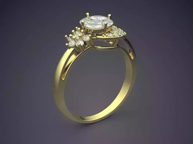 Detailed Beautiful Carved and Textured Diamond-Ring