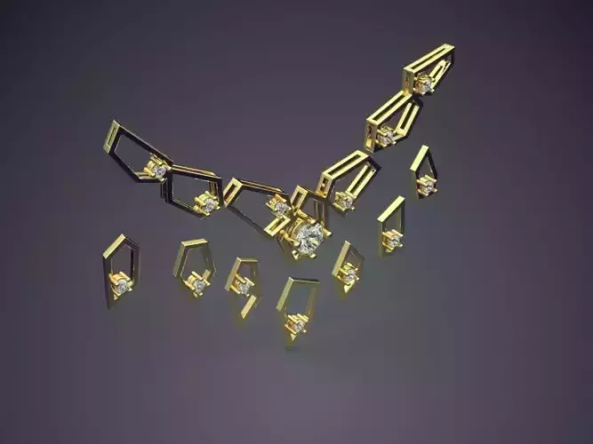 Original Geometrical Necklace with Diamonds