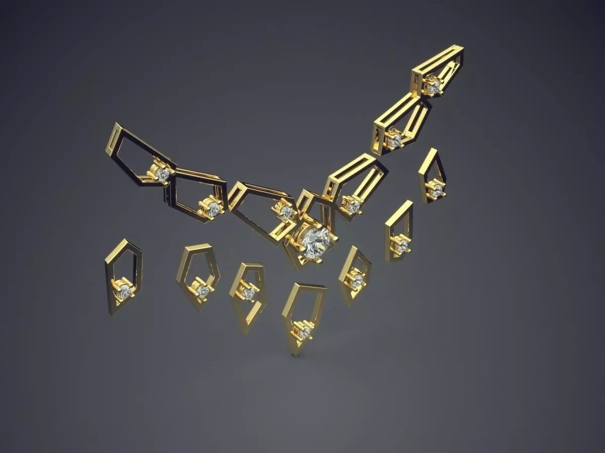 Original Geometrical Necklace with Diamonds 3D print model