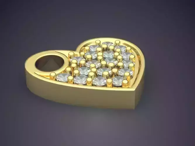 Cute Simple Minimal Heart-Shaped Pendant With Diamonds