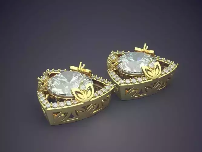 Simple Classic Golden Diamond Earrings