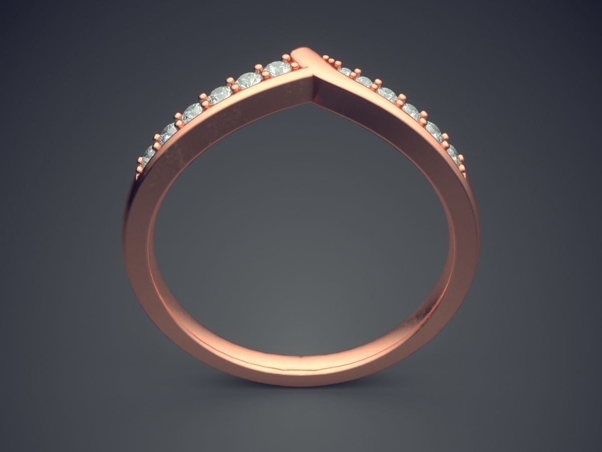 Simple Classic Engagement Ring With Diamonds 3D print model_2