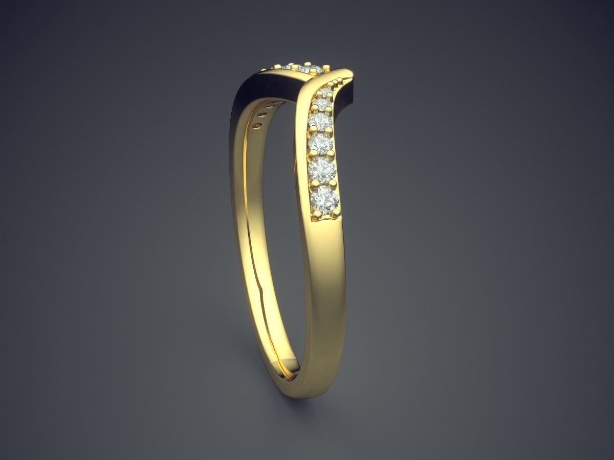Simple Classic Engagement Ring With Diamonds 3D print model_3