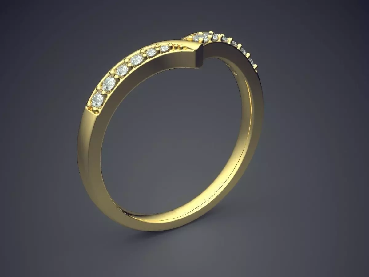 Simple Classic Engagement Ring With Diamonds 3D print model_0