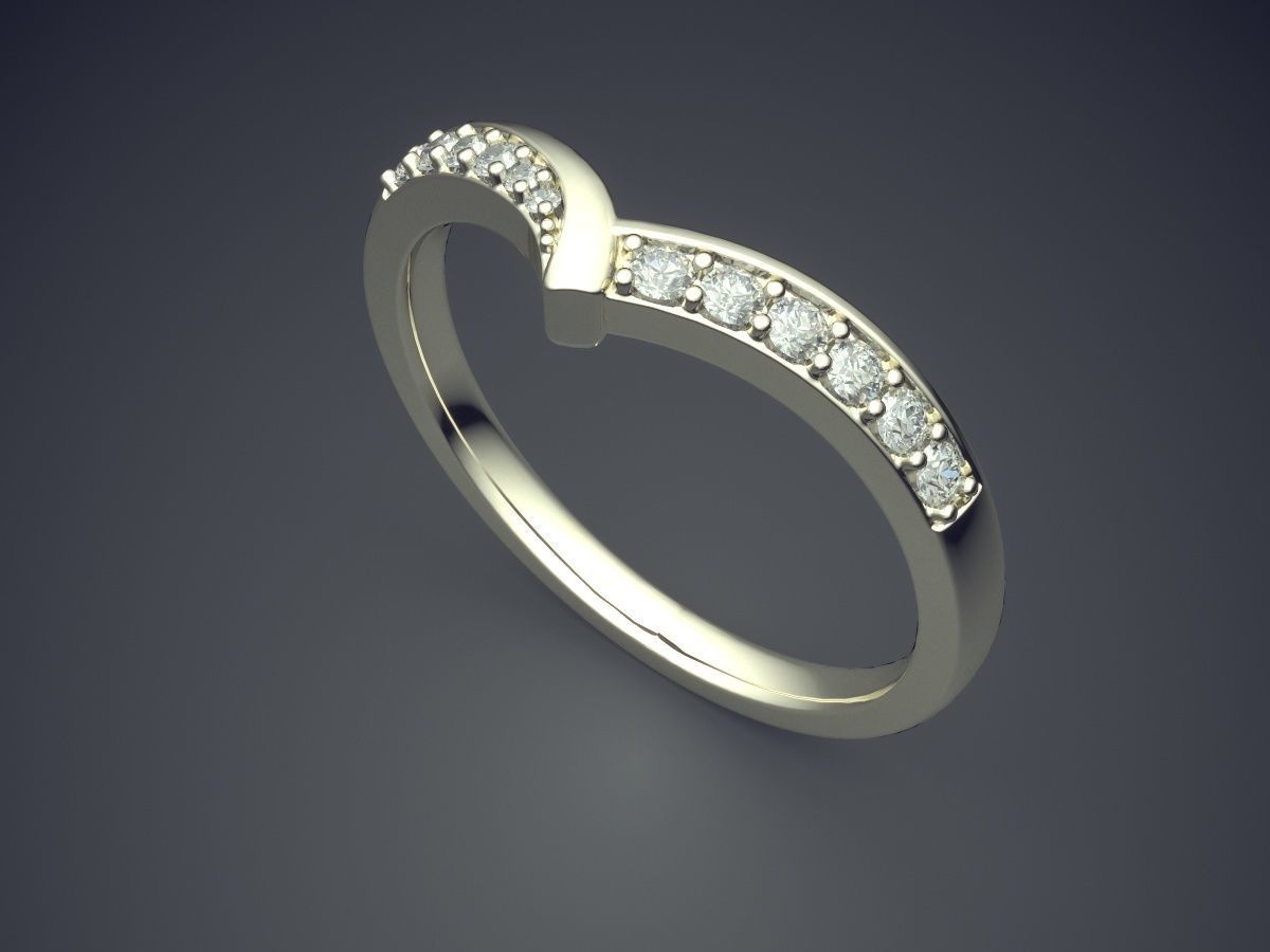 Simple Classic Engagement Ring With Diamonds 3D print model_1