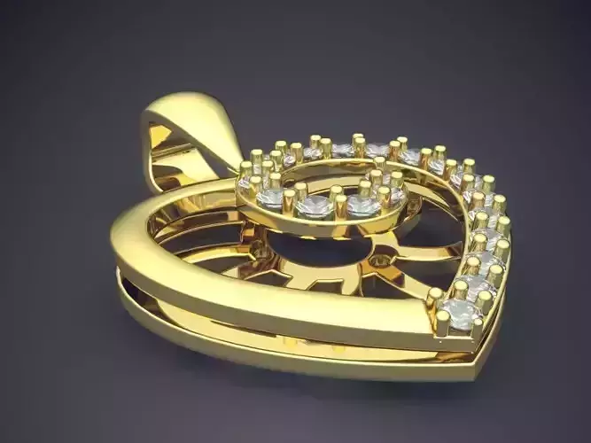 Magnificent Detailed Minimal Heart-Shaped Pendant With Diamonds