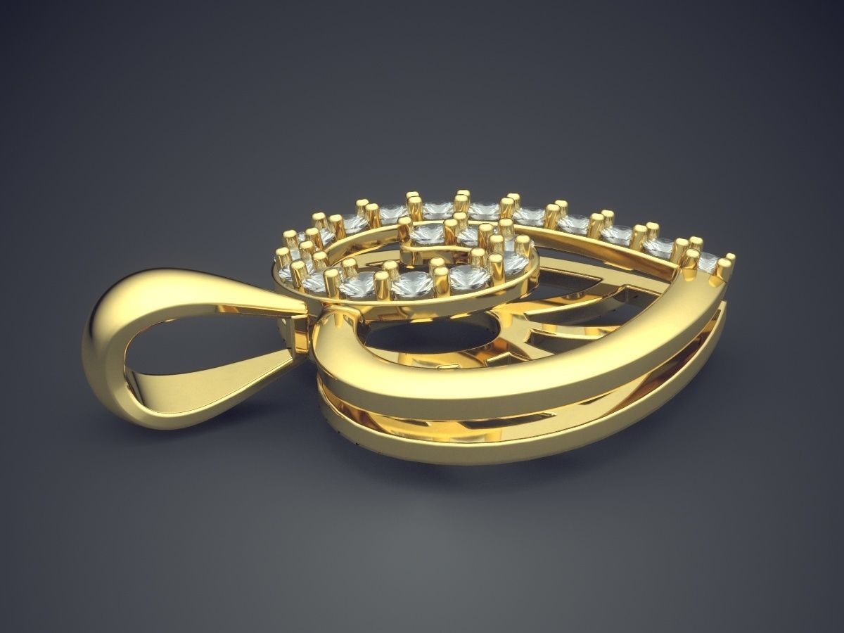 Magnificent Detailed Minimal Heart-Shaped Pendant With Diamonds 3D print model_3