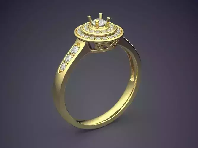 Simple Classic Engagement Ring With Diamonds