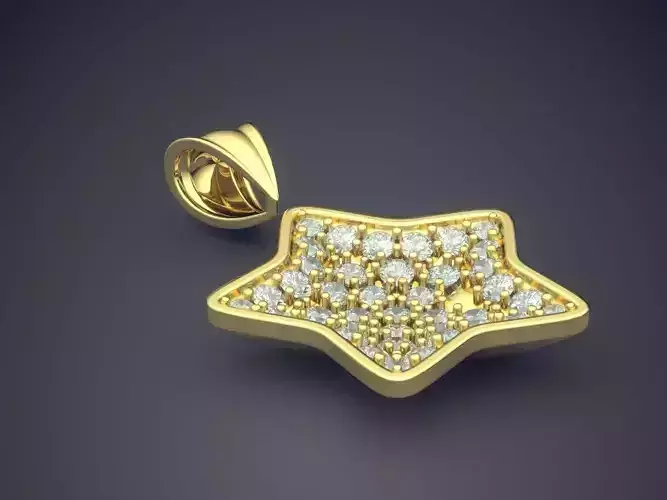 Cute Simple Girly Star Motif Pendant With Diamonds