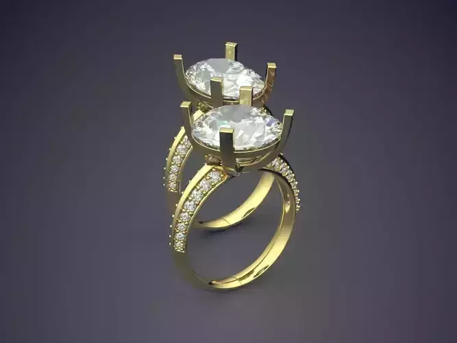 Classic Golden Engagement Ring With Brilliant