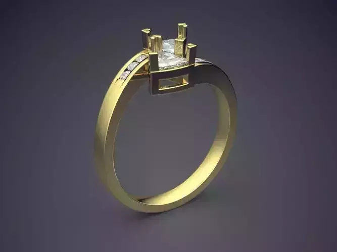 Simple Petite Engagement Ring with Small Diamonds