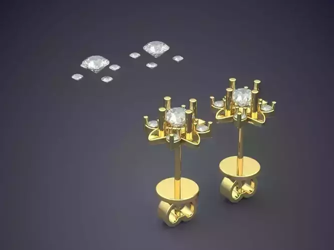 Simple Classic Golden Flower Motif Brilliant Earrings