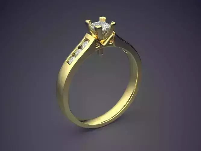 Simple Minimalistic Lovely Engagement Ring with Small Diamonds