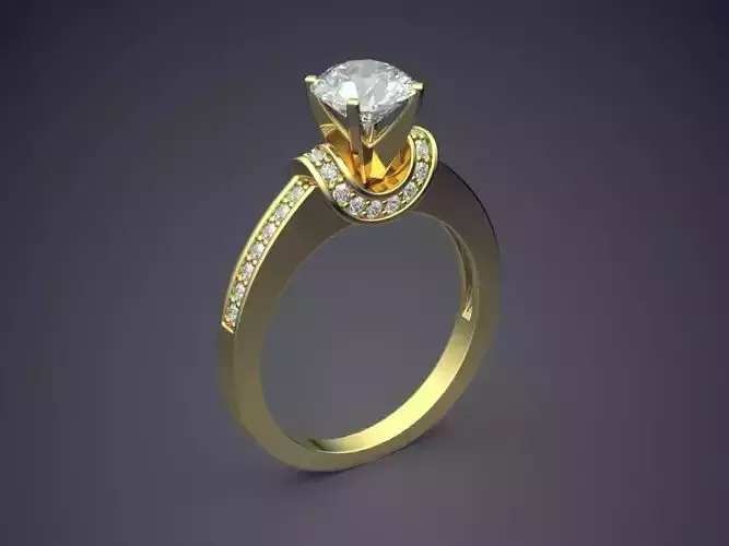 Simple Classic Luxurious Engagement Ring With Diamonds