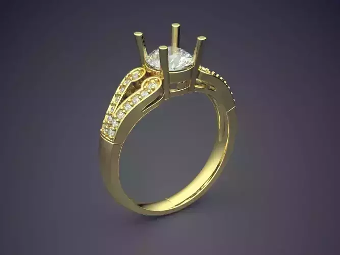 Luxurious Detailed Ring With Diamonds 740 3D print model