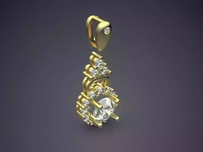 Vintage Feminine Luxurious Pendant with Diamonds