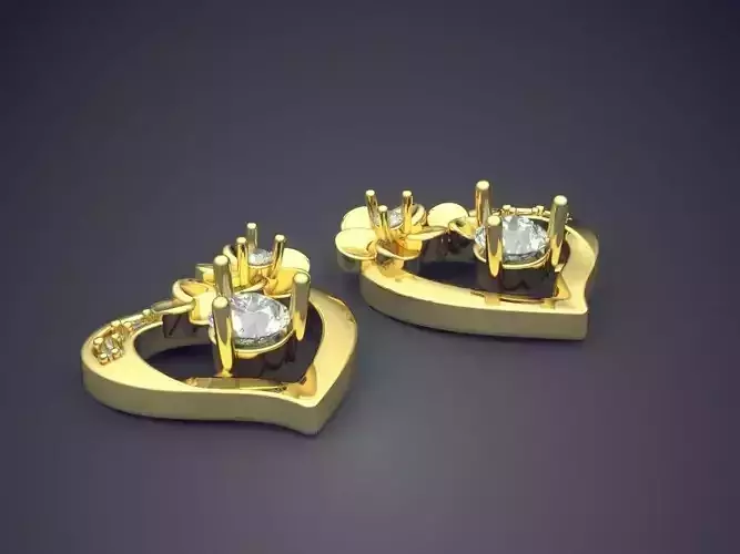 Cute Simple Minimal Heart-Shaped Earrings With Diamonds