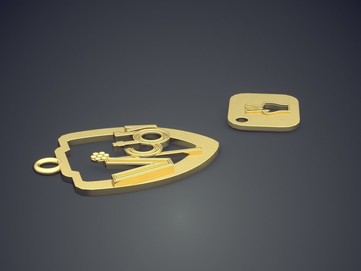 Two VICTORY Simple Minimalistic Design Pendants 3D print model_3