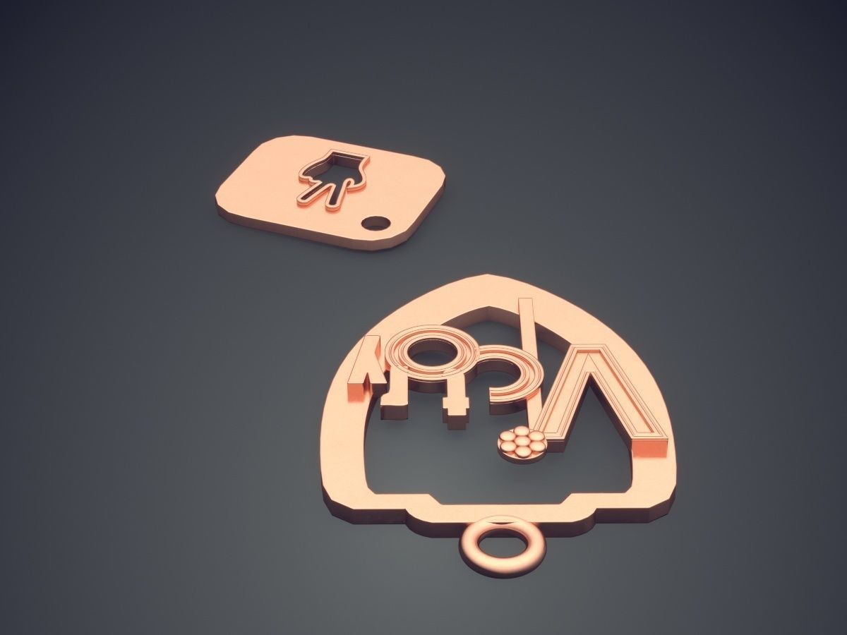 Two VICTORY Simple Minimalistic Design Pendants 3D print model_2