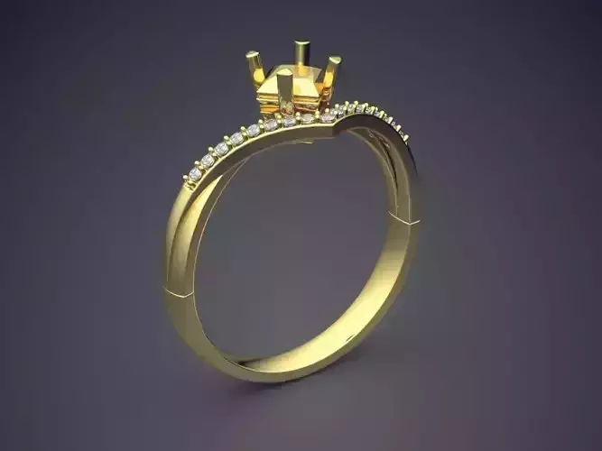 Simple Unique Dainty Engagement Ring with Small Diamonds