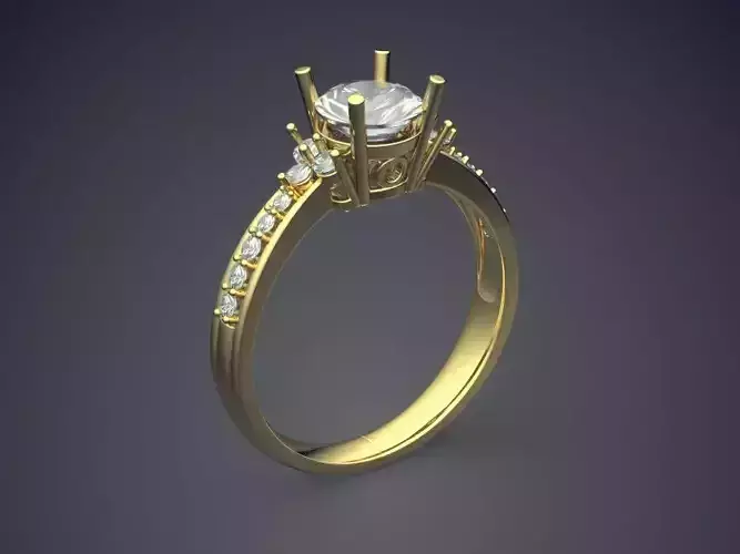 Petite Classic Engagement Ring With Diamonds