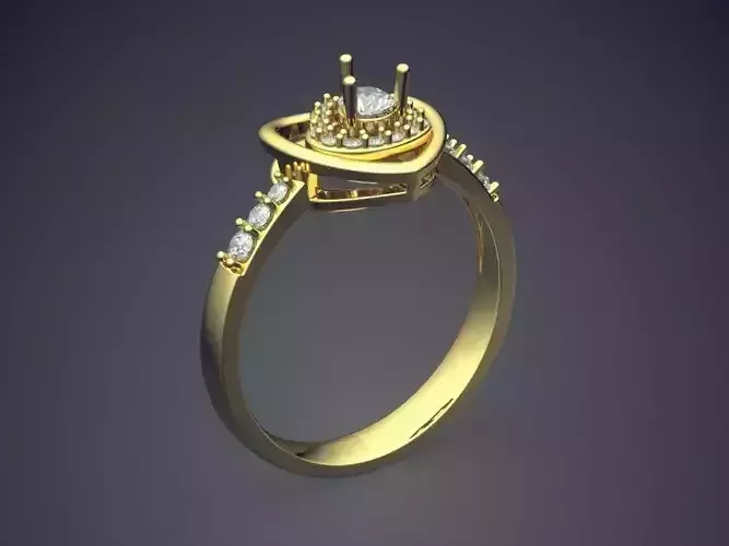 Precious Dainty Golden Engagement Ring with Small Diamonds
