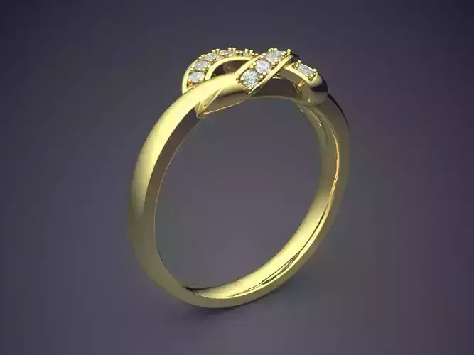 Simple Minimalistic Detailed Engagement Ring with Small Diamonds