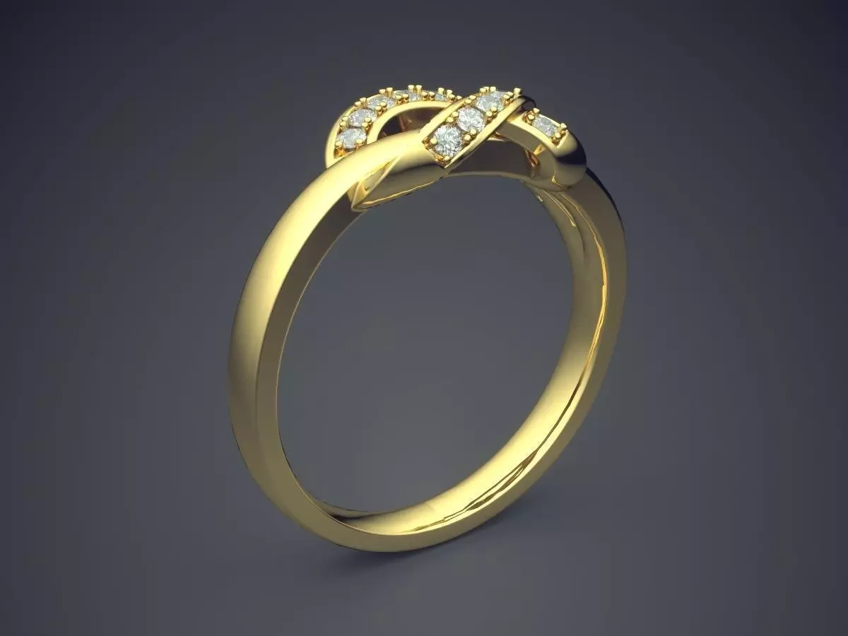 Simple Minimalistic Detailed Engagement Ring with Small Diamonds 3D print model_0