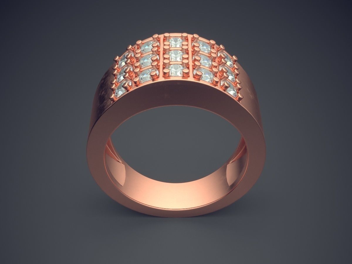 Thick Textured Diamond Masculine Ring 3D print model_2