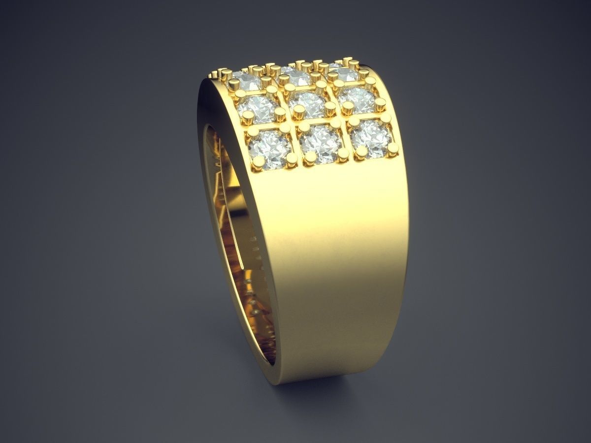 Thick Textured Diamond Masculine Ring 3D print model_3