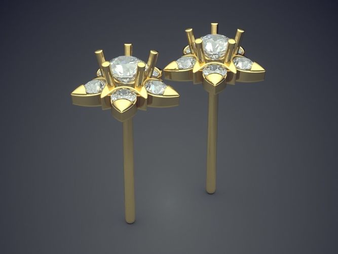 Girly Star-Shape Diamond Earrings 3D print model
