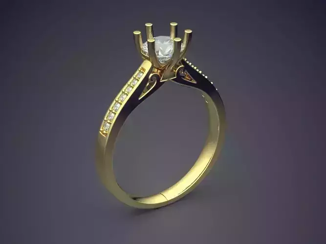 Subtle Dainty Engagement Ring with Small Diamonds