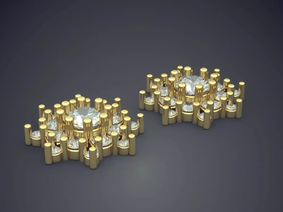 Luxurious Extravagant Flower-Shaped Earrings 3D print model