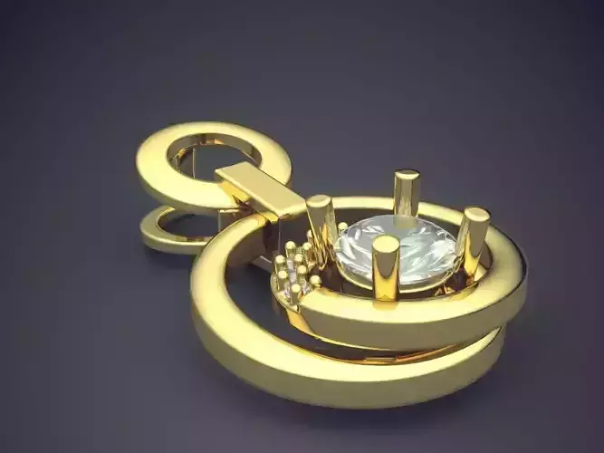 Unique Futuristic Circle Shape Pendant with Diamonds