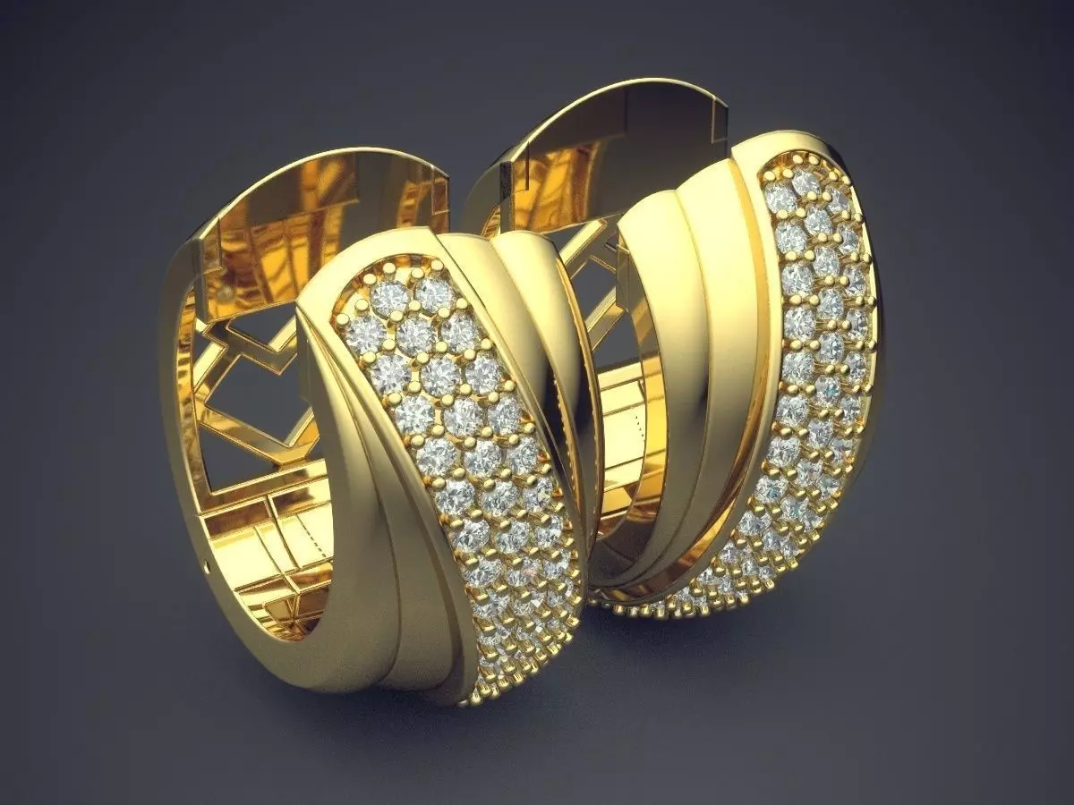 Clipping Earrings With Tiny Diamonds CAD 621 3D print model