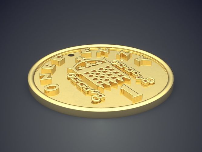 Carved Plate Pendant ONE PENNY 3D print model