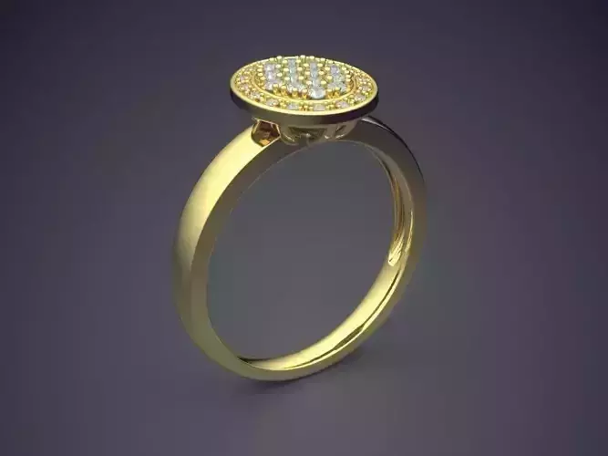 Impressive Classic Minimal Golden Engagement Ring With Diamonds