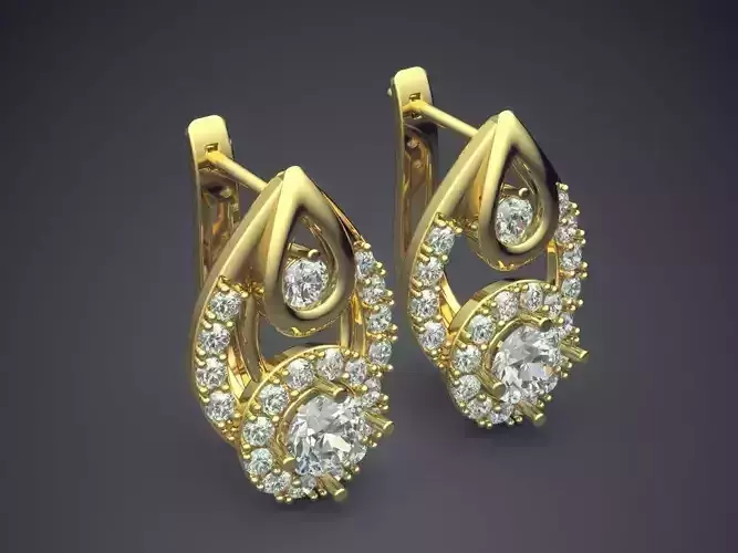 Raindrop-Shaped Diamond Earrings